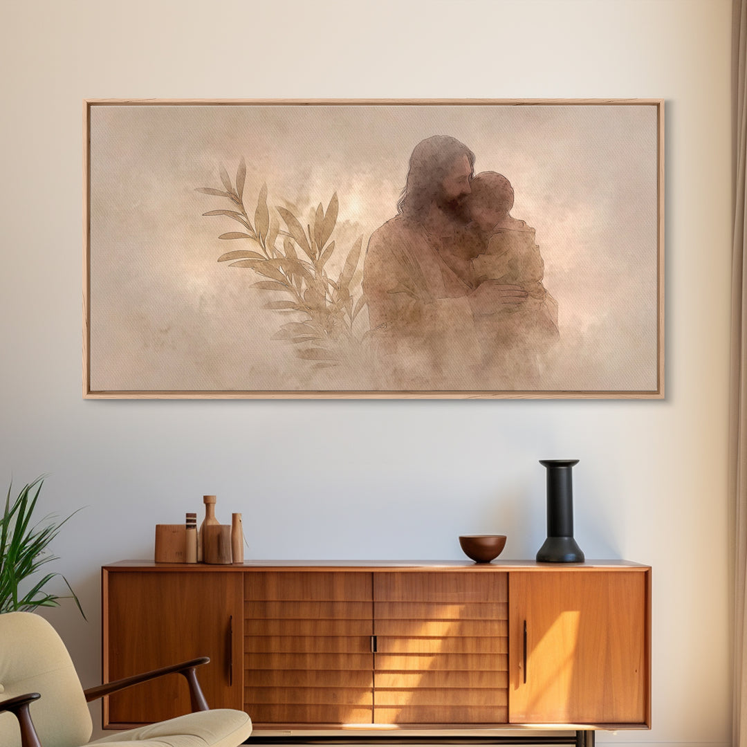 Tender Refuge, Framed Canvas Print, Jesus Canvas Art, Christian Art Canvas, Christian Gift Ideas, Moody Christian Art