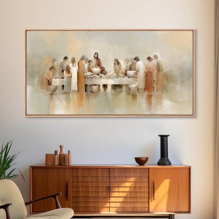 Table Of Mercy, Framed Canvas Print, Christian Art Print, Modern Christian Art, Jesus Painting Canvas, Christian Wall Art