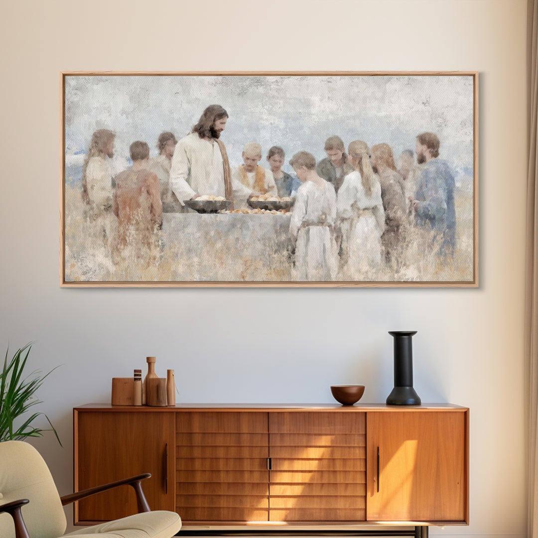 Loaves Of Hope | Framed Canvas Print | Christian Art Canvas | Jesus Wall Art | Christian Painting | Christian Art Gift