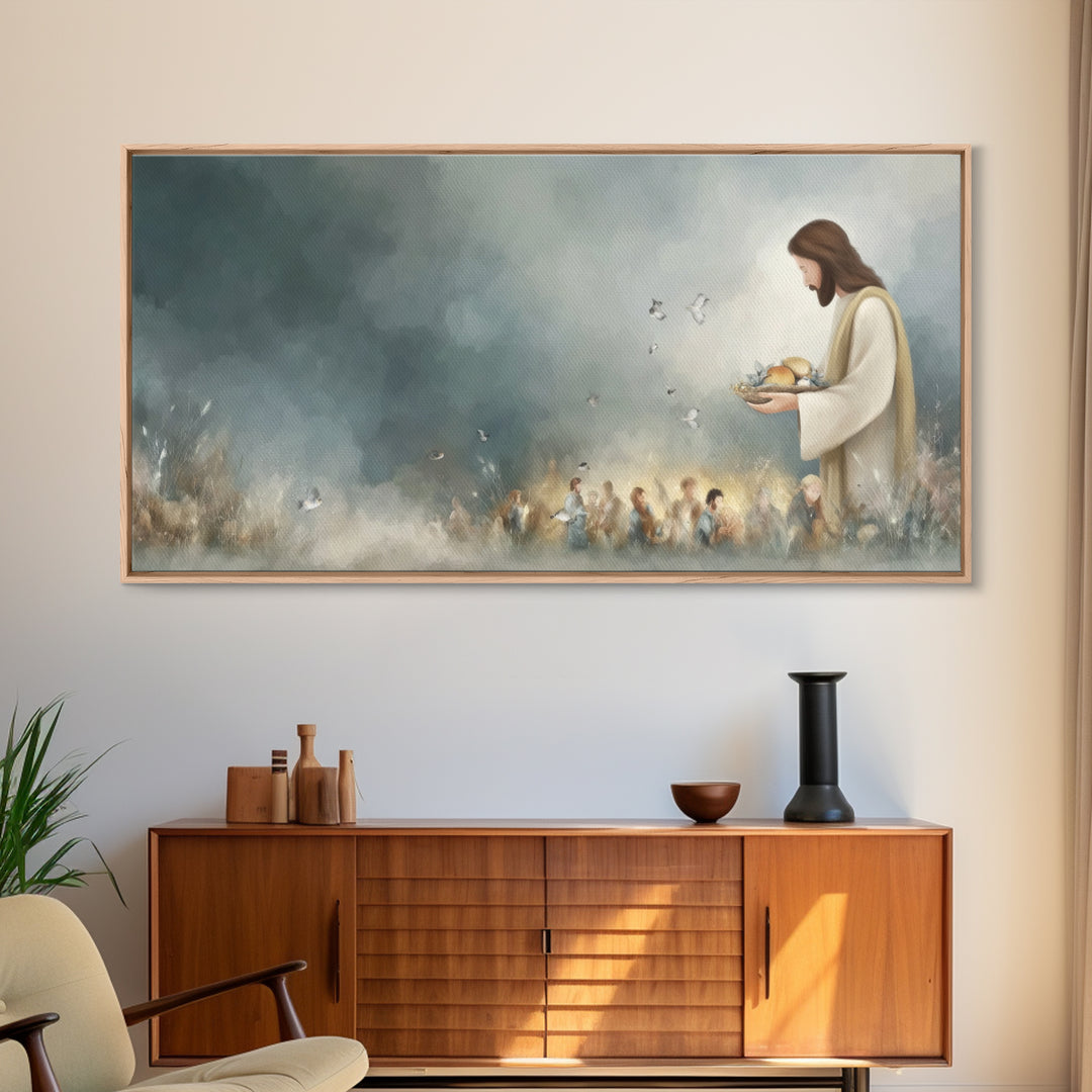Heavenly Abundance | Framed Canvas Print | Christian Wall Art | Jesus Canvas Art | Modern Christian Painting | Christian Christmas Decor