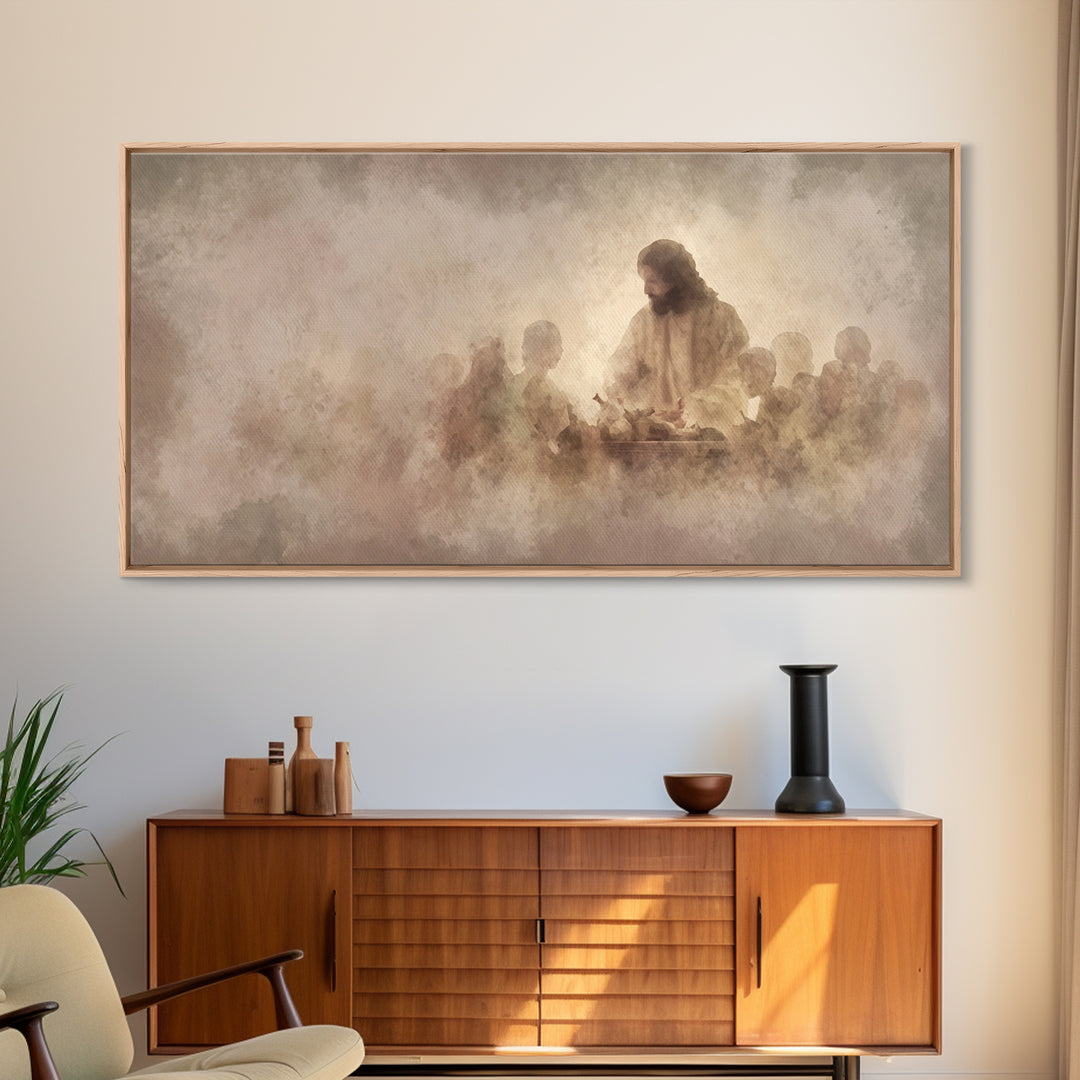 Mystic Supper – Framed Canvas Print – Christian Art Canvas – Jesus Christmas Art – Christian Art Gift – Large Jesus Painting