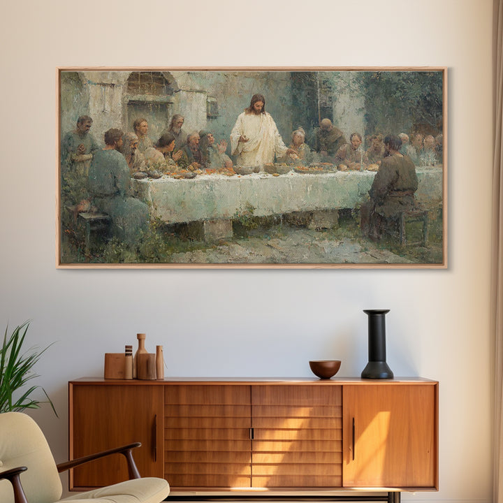 Sacred Gathering, Framed Canvas Print, Christian Wall Art, Subtle Christian Paintings, Jesus Painting Canvas, Christian Decoration
