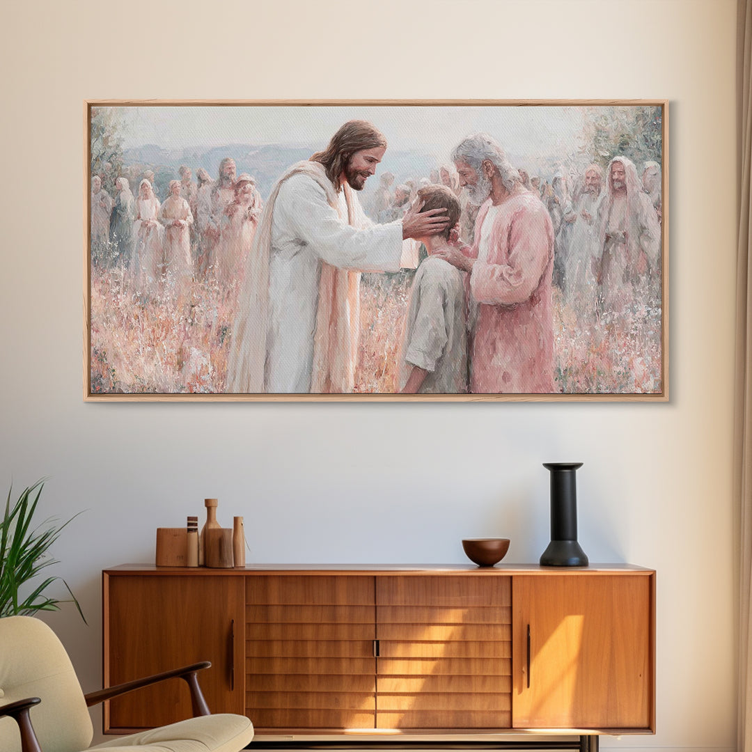Graceful Blessing – Framed Canvas Print – Christian Wall Art – Jesus Painting – Christian Art Canvas – Christmas Art