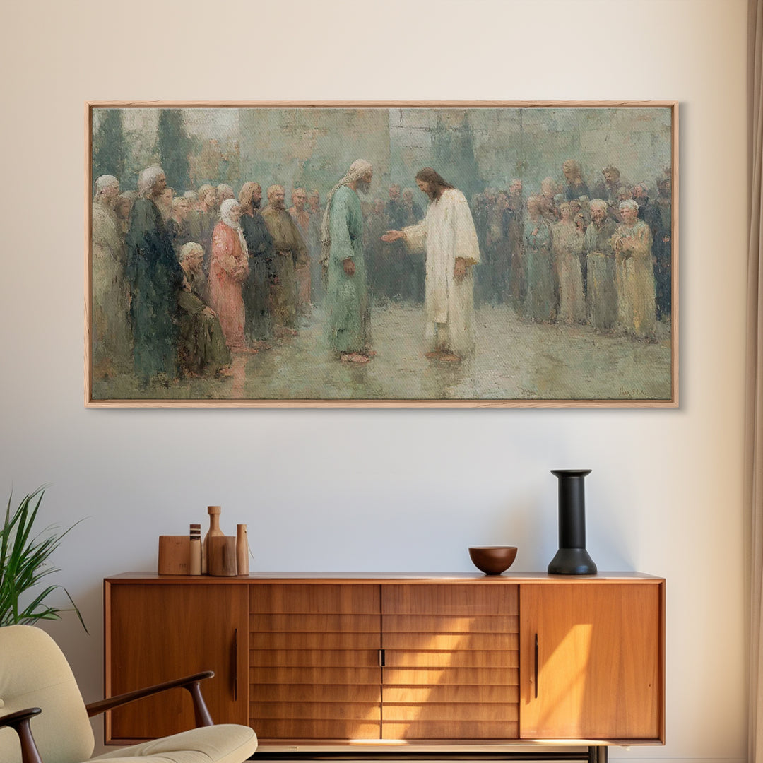 Divine Invitation – Framed Canvas Print – Christian Art Canvas – Jesus Painting – Christian Wall Art – Christian Christmas