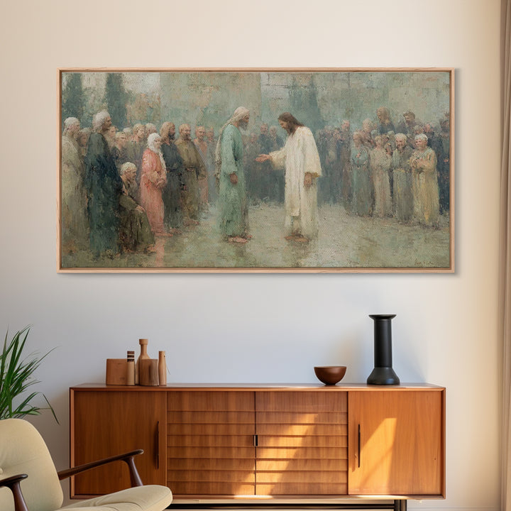 Divine Invitation – Framed Canvas Print – Christian Art Canvas – Jesus Painting – Christian Wall Art – Christian Christmas