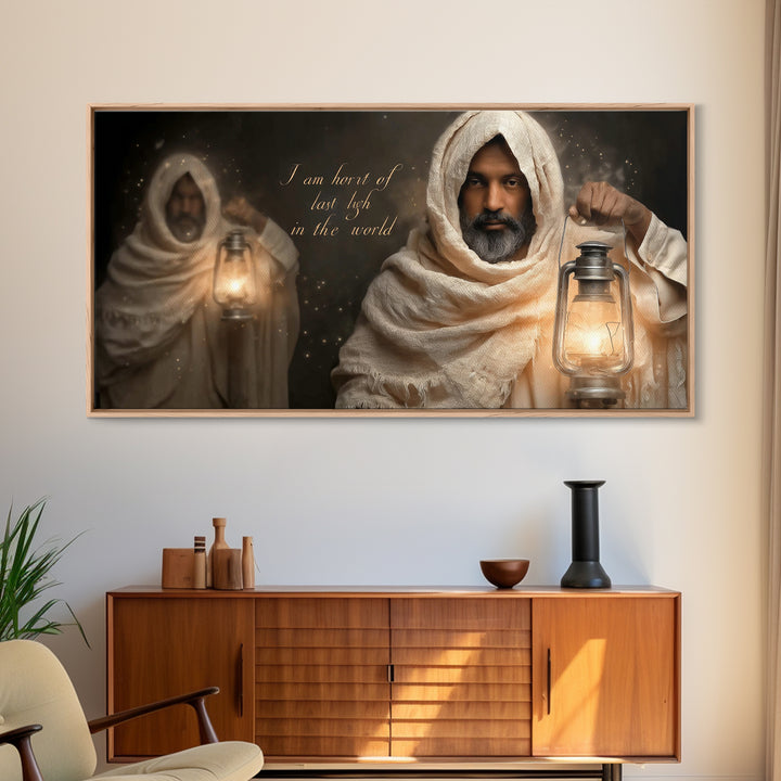 Guiding Lantern – Framed Canvas Print – Christian Wall Art – Christian Art Canvas – Jesus Painting – Christmas Art