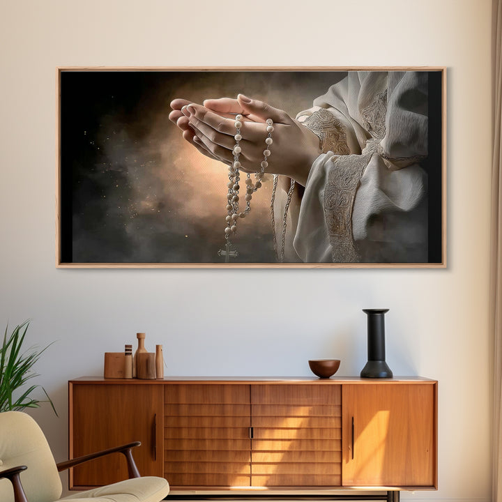 Blessed Devotion, Framed Canvas Print, Christian Wall Art, Christian Art Canvas, Christian Decor, Christian Christmas Art, Modern Christian