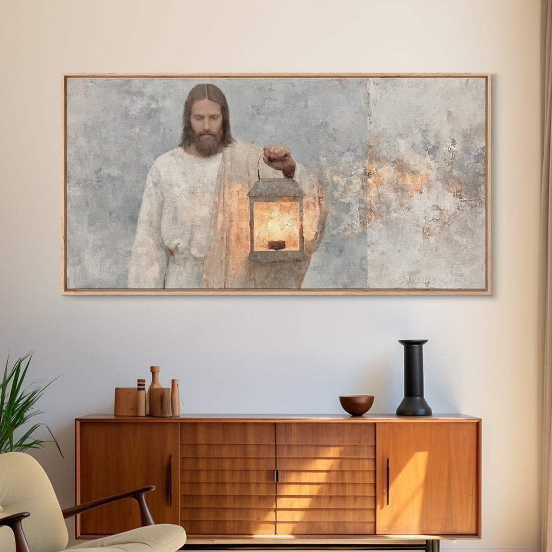 Silent Guiding Flame | Framed Canvas Print | Christian Art Canvas | Christian Wall Art | Jesus Painting | Christian Christmas