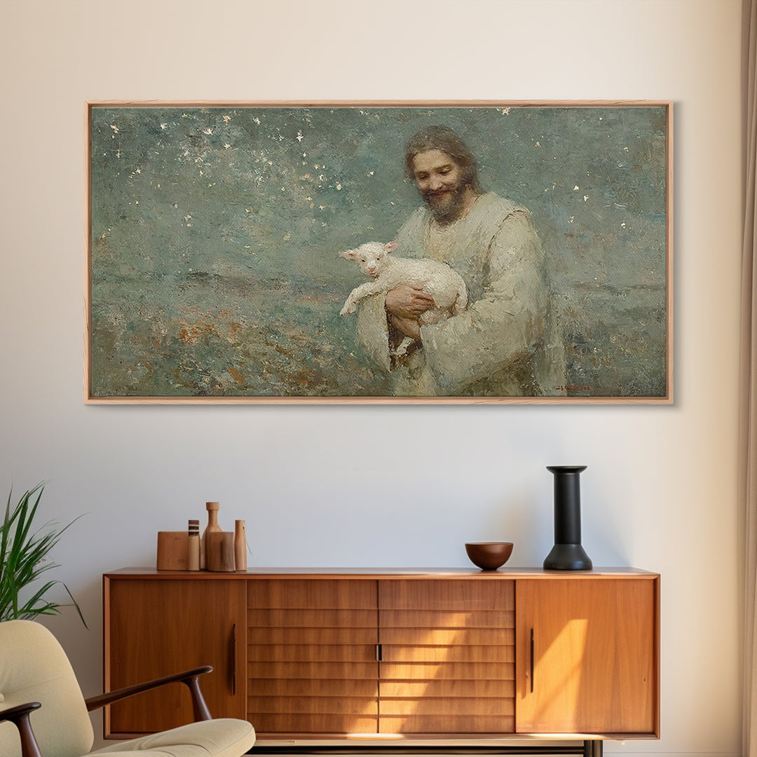 Starry Night Comfort | Framed Canvas Print | Christian Wall Art | Jesus Painting | Christian Art Canvas | Christian Christmas