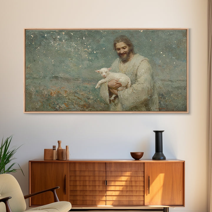 Starry Night Comfort | Framed Canvas Print | Christian Wall Art | Jesus Painting | Christian Art Canvas | Christian Christmas