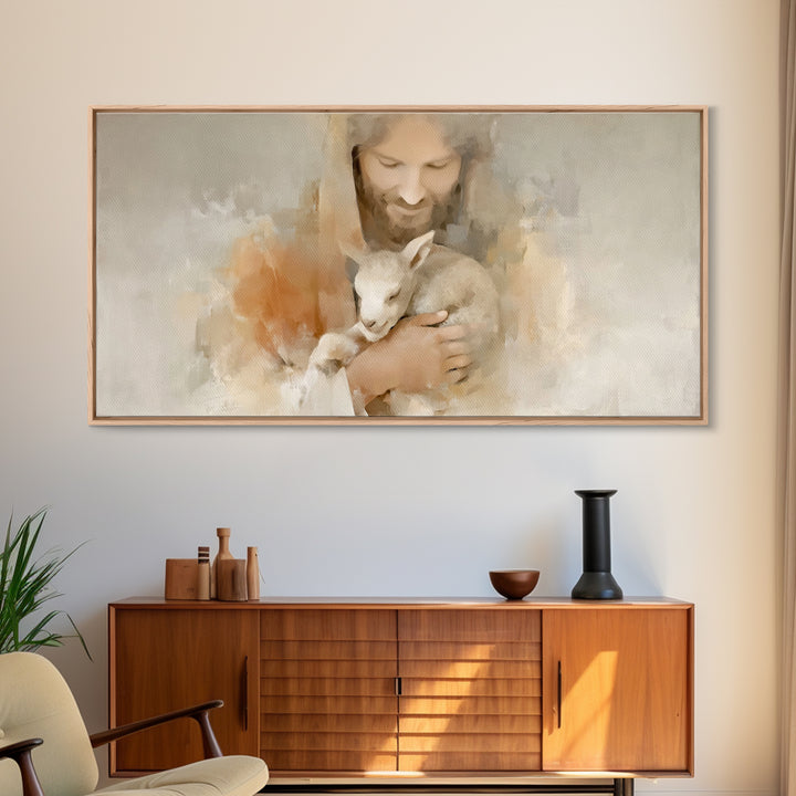 Lamb of Peace – Framed Canvas Print – Christian Art Canvas – Jesus Painting – Christian Wall Art – Christian Christmas Art