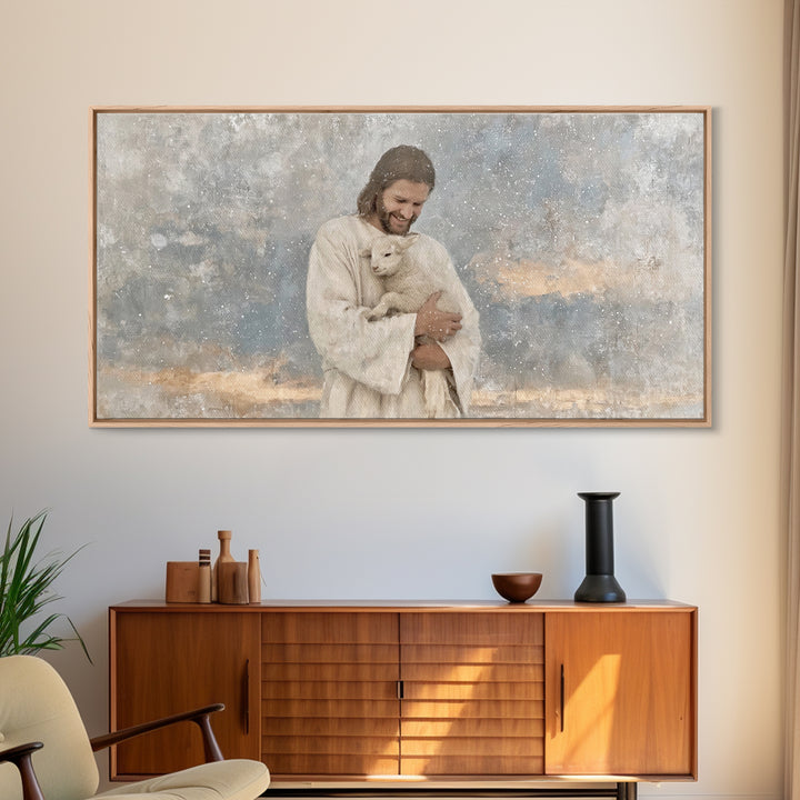 Snowfall Serenity – Framed Canvas Print – Christian Wall Art – Jesus Painting – Christian Art Canvas – Christian Christmas