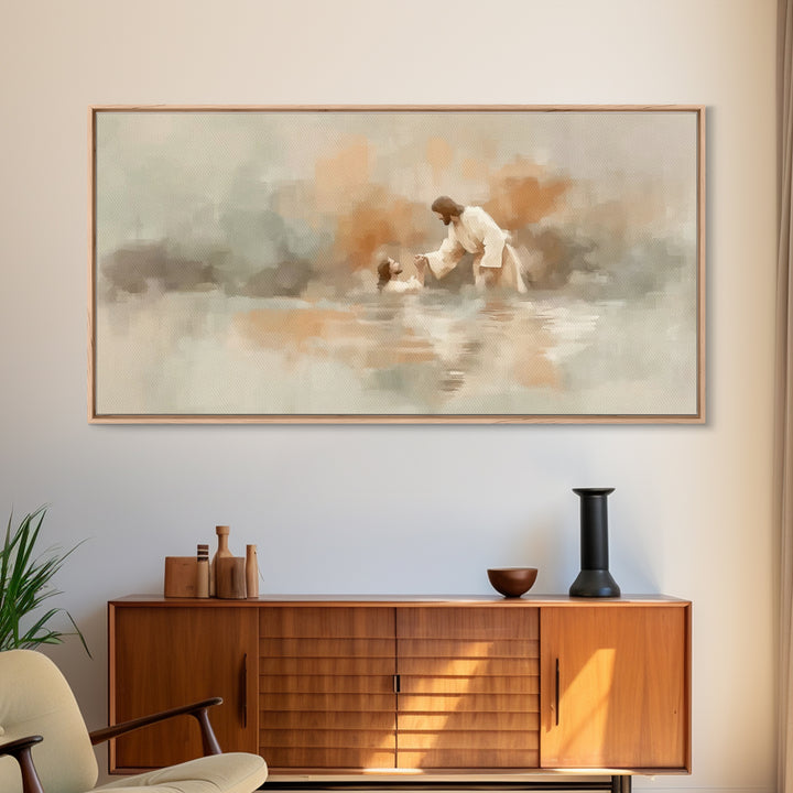 Living Waters Hope, Framed Canvas Print, Christian Wall Art, Christian Art Canvas, Jesus Painting, Christian Christmas Art