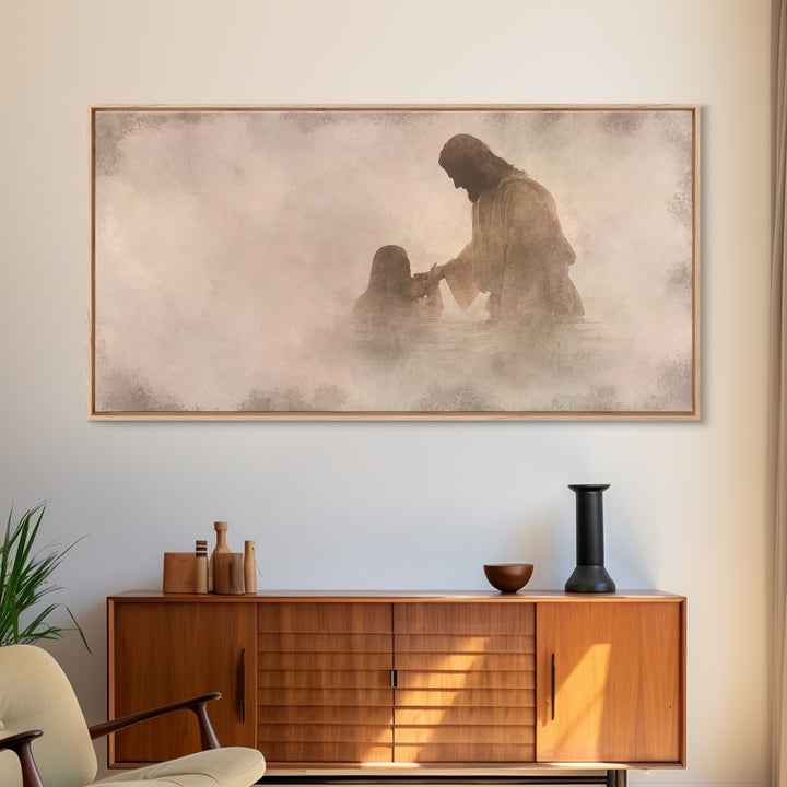 Hand Of Mercy – Framed Canvas Print – Christian Wall Art – Jesus Painting – Christian Art Canvas – Christian Gift Ideas – Modern Christian