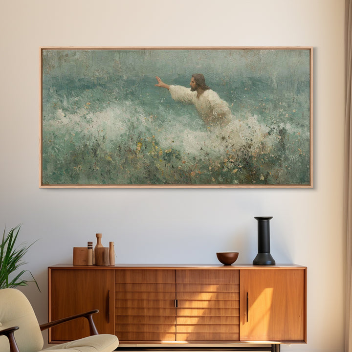 Reaching Light – Framed Canvas Print – Christian Wall Art – Christian Art Print – Jesus Painting – Vintage Christian Art – Christian Home D