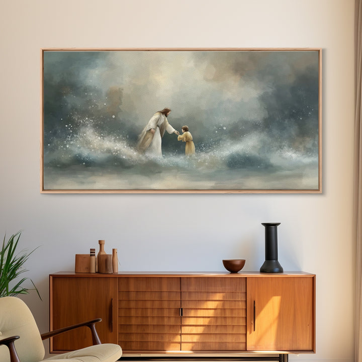 Guiding Calm – Framed Canvas Print – Christian Art Canvas – Christian Wall Art – Jesus Painting – Moody Christian Art – Christian Gift Idea