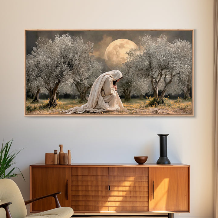 Garden Prayer – Framed Canvas Print – Christian Wall Art – Christian Art Canvas – Jesus Painting – Subtle Christian Art – Christian Gift