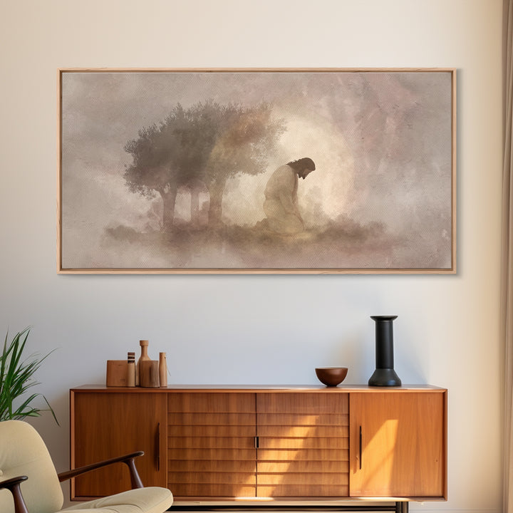 Sacred Stillness – Framed Canvas Print – Modern Christian Art – Christian Wall Art – Jesus Painting – Christian Art Canvas – Christian Gift