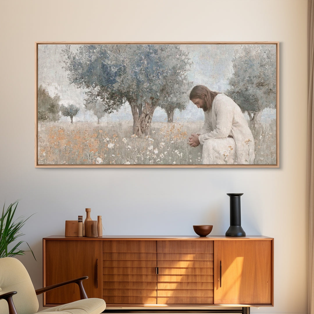 Field Of Prayer – Framed Canvas Print – Christian Wall Art – Jesus Painting – Subtle Christian Art – Christian Art Canvas – Christian Gift