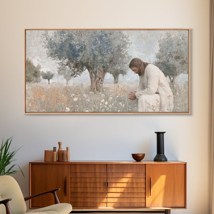 Field Of Prayer – Framed Canvas Print – Christian Wall Art – Jesus Painting – Subtle Christian Art – Christian Art Canvas – Christian Gift