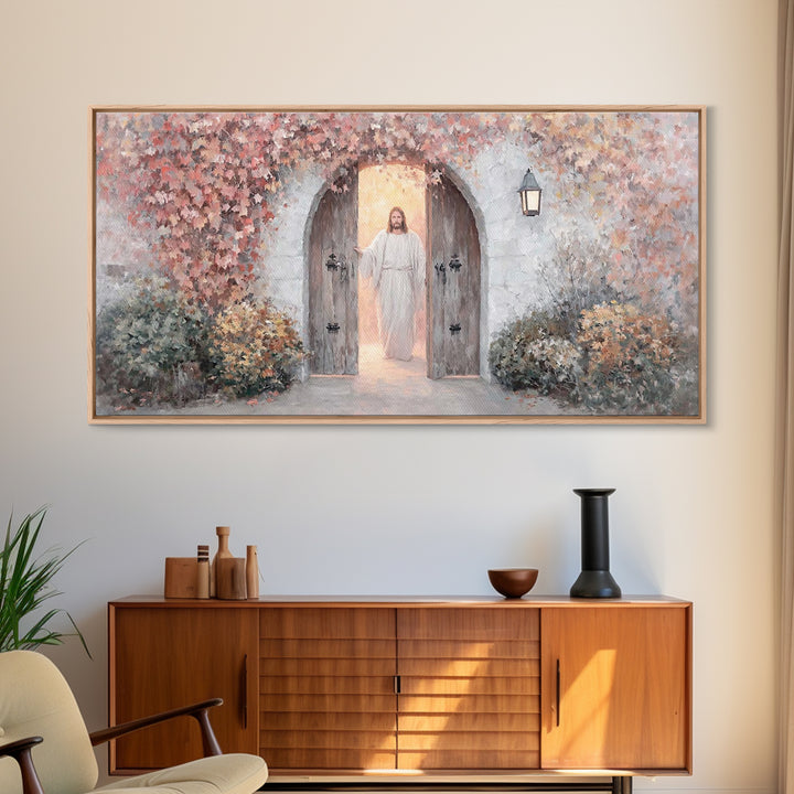 Autumn Gate Light | Framed Canvas Print | Christian Wall Art | Jesus Painting | Christian Art Canvas | Christian Christmas Art | Christian