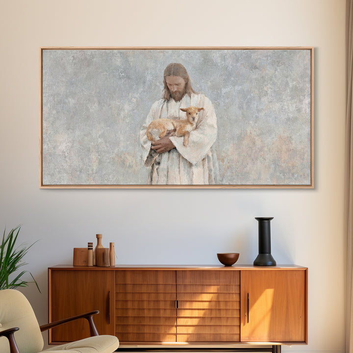Autumn Flock Serenity – Framed Canvas Print – Christian Art Canvas – Jesus Painting – Christian Wall Art – Modern Christian Art – Christian