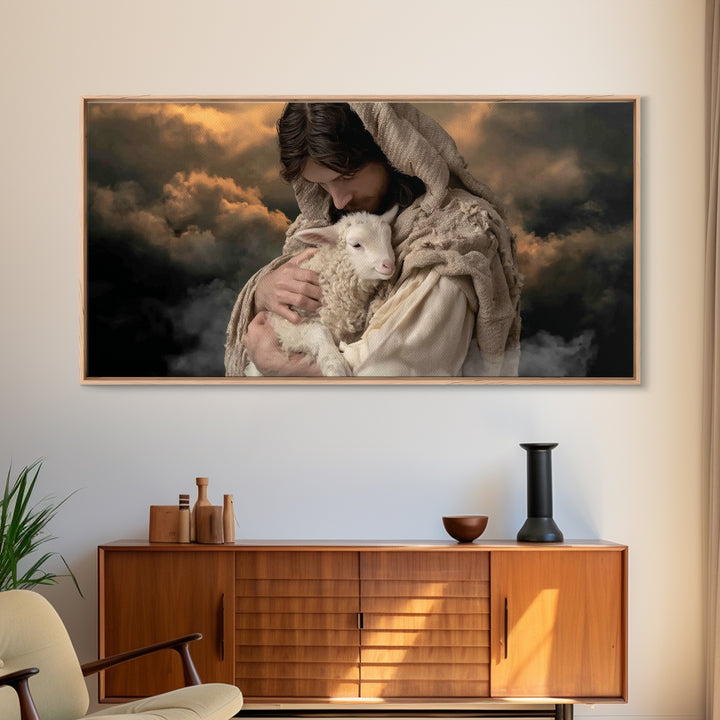 Cradle Of Mercy | Framed Canvas Print | Jesus Painting | Christian Wall Art | Christian Art Canvas | Moody Christian Art | Christian Christ