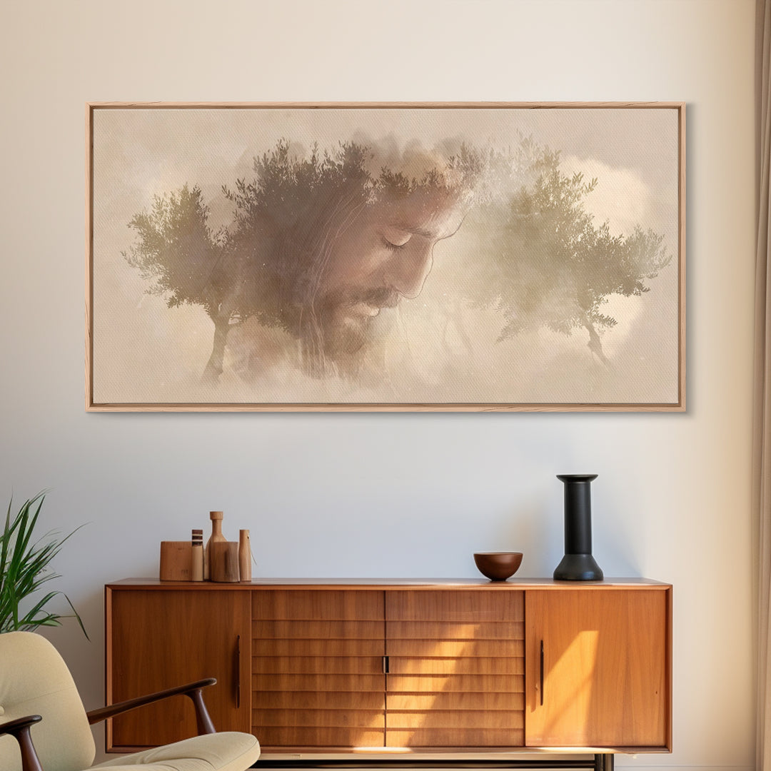 Prayerful Dawn – Framed Canvas Print – Christian Wall Art – Christian Art Canvas – Modern Christian Art – Jesus Painting – Christian Christ