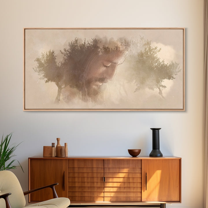 Prayerful Dawn – Framed Canvas Print – Christian Wall Art – Christian Art Canvas – Modern Christian Art – Jesus Painting – Christian Christ