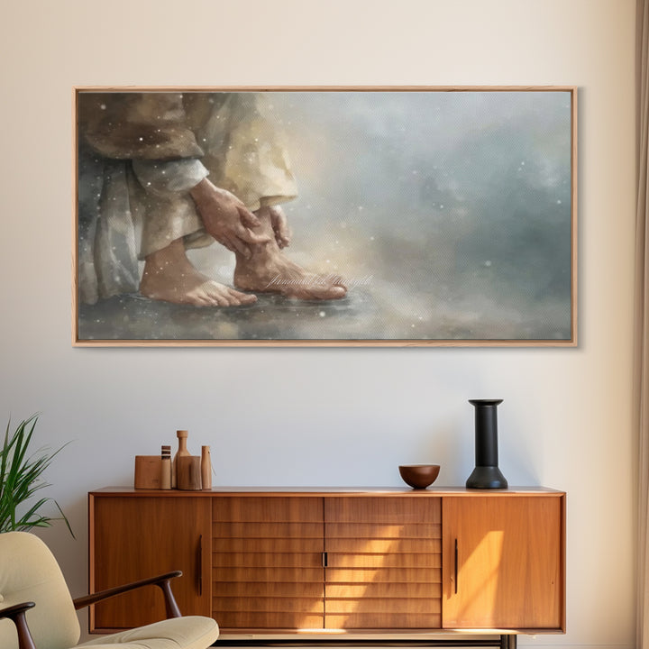 Footsteps Of Love – Framed Canvas Print – Christian Art Canvas – Christian Wall Art – Christian Decor – Modern Christian Painting – Christi