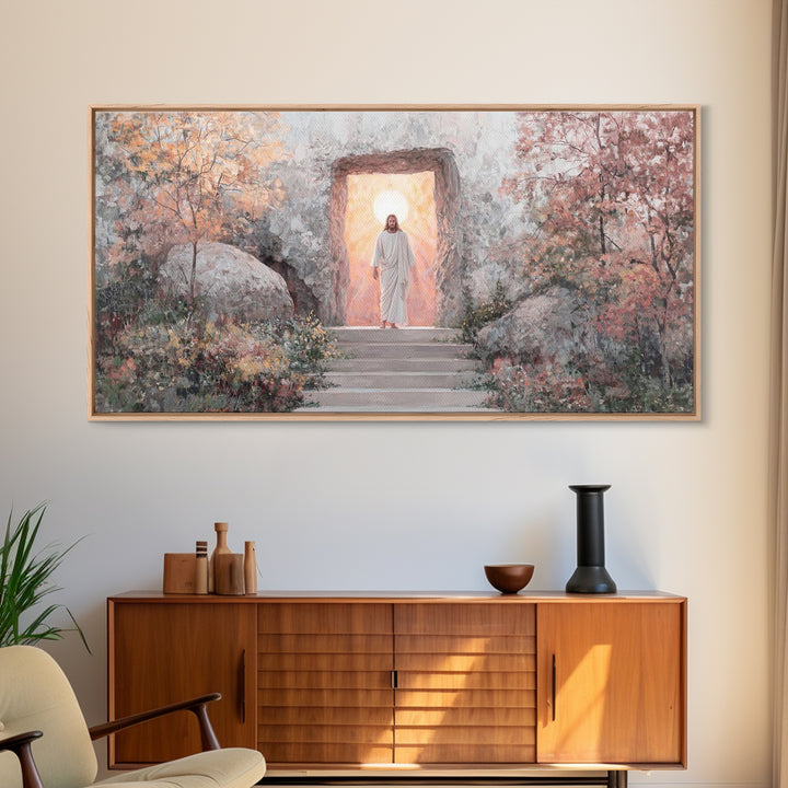 Autumn Resurrection, Framed Canvas Print, Christian Wall Art, Christian Art Canvas, Jesus Painting, Large Christian Art, Christian Christma