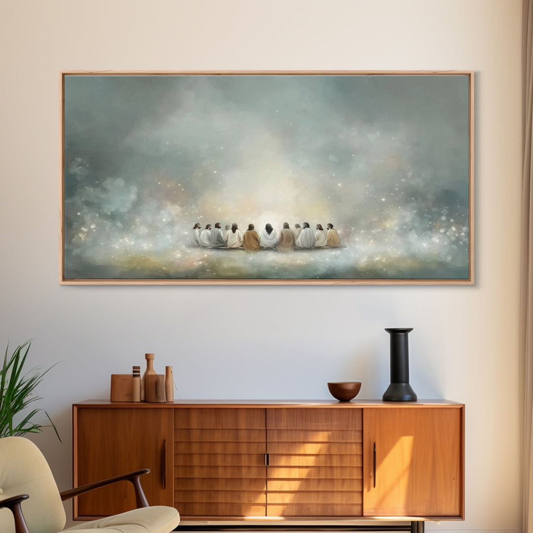 Heavenly Gathering, Framed Canvas Print, Christian Wall Art, Christian Art Canvas, Jesus Painting, Large Christian Art, Christian Gift Idea