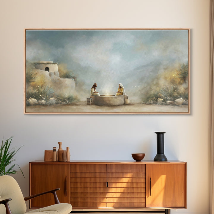 Desert Well Light | Framed Canvas Print | Christian Art Canvas | Jesus Painting | Modern Christian Art | Christian Wall Art | Christian Gif