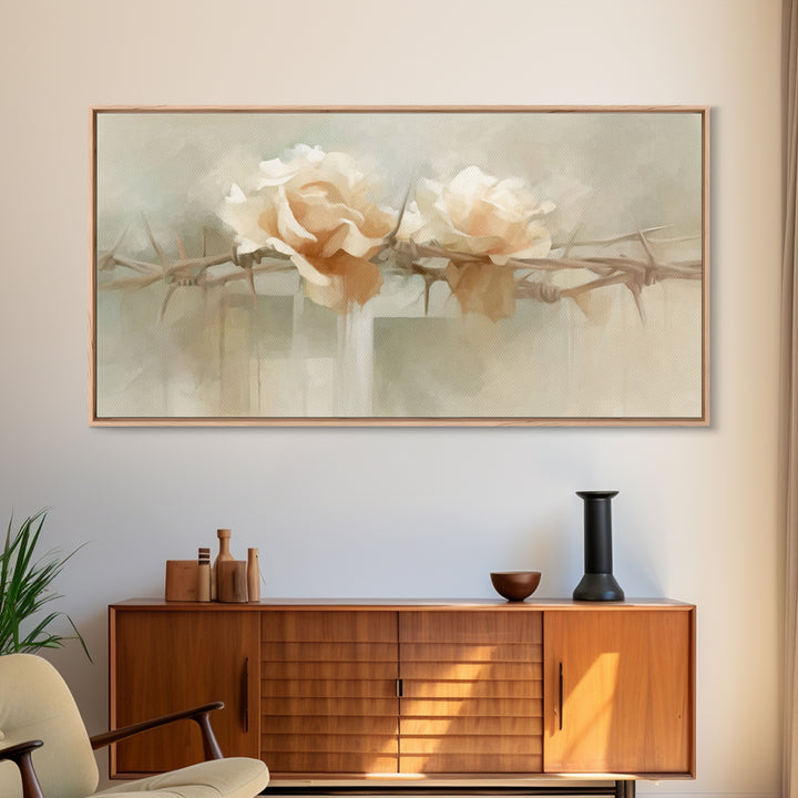 Roses Of Redemption – Framed Canvas Print – Christian Wall Art – Christian Art Canvas – Christian Decor – Christian Painting – Modern Chris