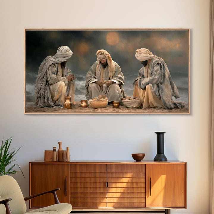 Bread Of Fellowship, Framed Canvas Print, Christian Wall Art, Christian Art Canvas, Moody Christian Art, Jesus Painting, Christian Gift Ide
