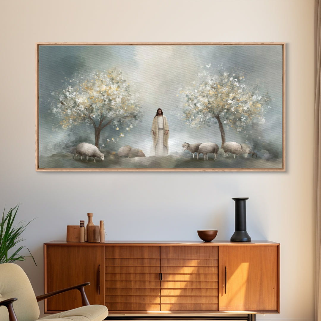 Blossoms Of Mercy – Framed Canvas Print – Christian Painting – Christian Art Canvas – Jesus Art Print – Christian Wall Art – Christian Gift
