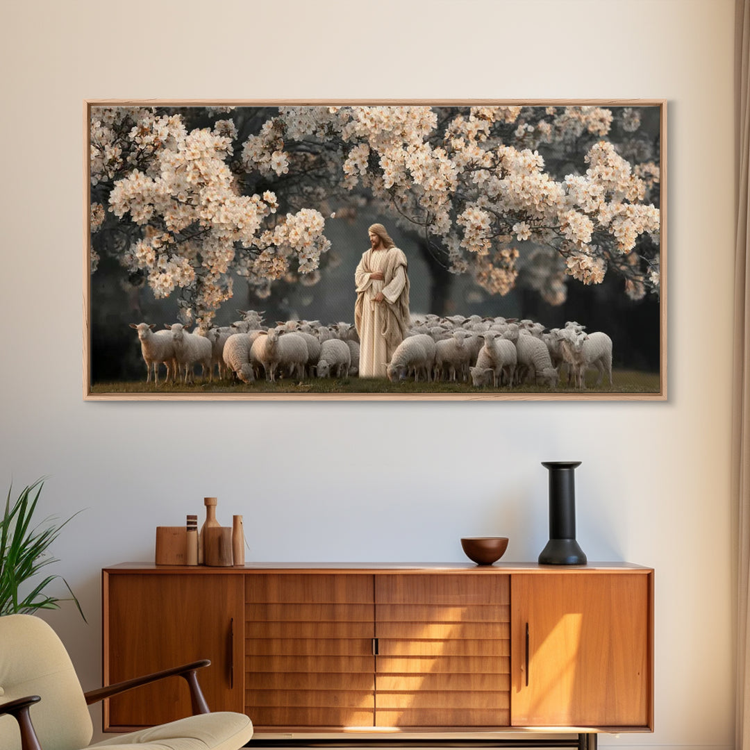 Blossoms Of Holy Peace – Framed Canvas Print – Christian Art Canvas – Jesus Painting – Christian Home Decor – Christmas Art – Large Christi