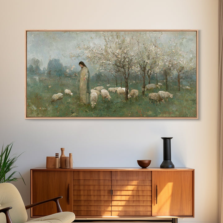 Morning Pasture Blessing – Framed Canvas Print – Christian Wall Art – Jesus Canvas Art – Christian Decoration – Christmas Art – Christian A