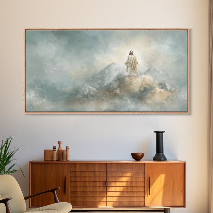 Light Upon The Mountain – Framed Canvas Print – Christian Art Print – Jesus Painting – Christian Christmas Art – Modern Christian Art – Chr