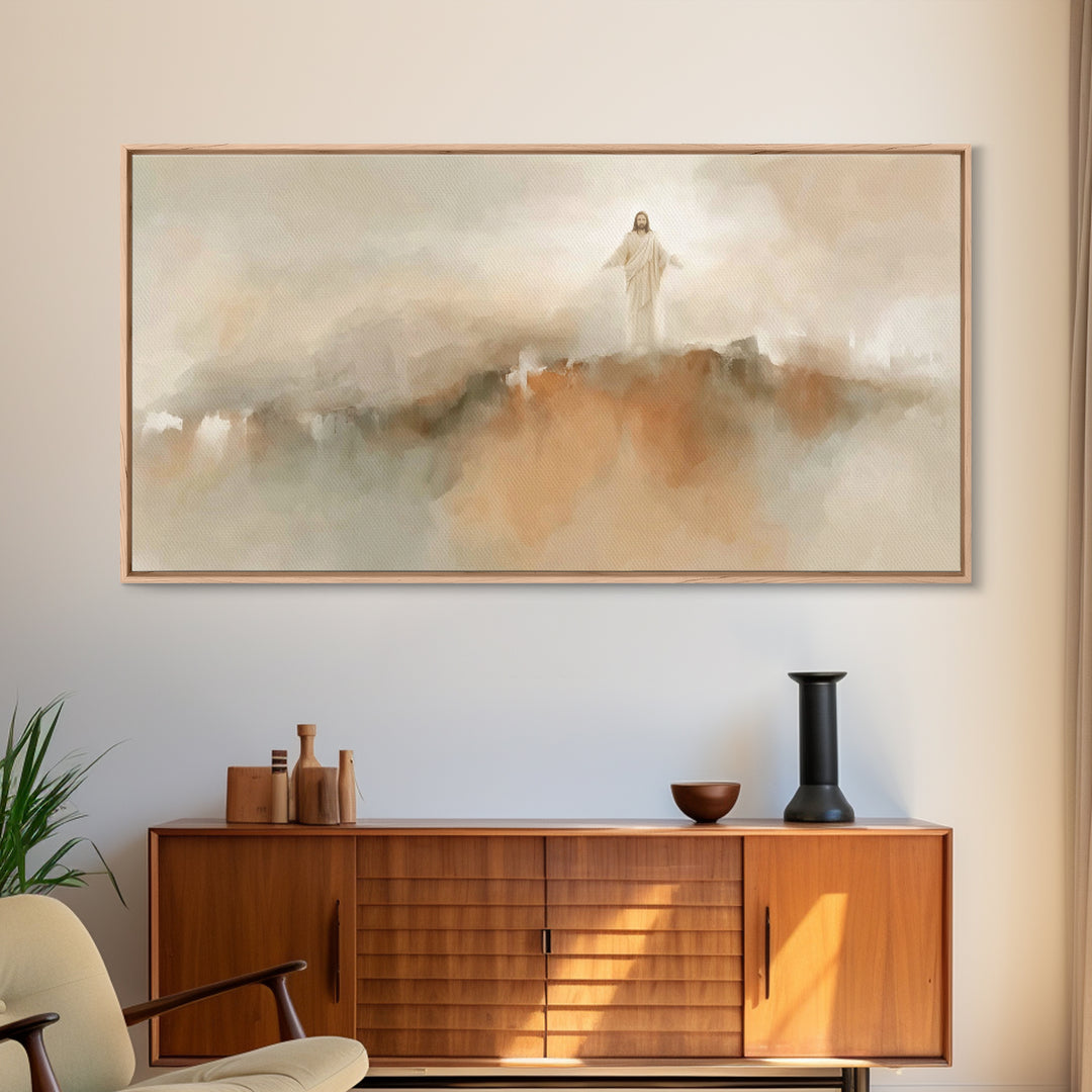 Radiance Of The Savior – Framed Canvas Print – Christian Wall Art – Large Jesus Painting – Christian Christmas Decor – Christian Art Canvas