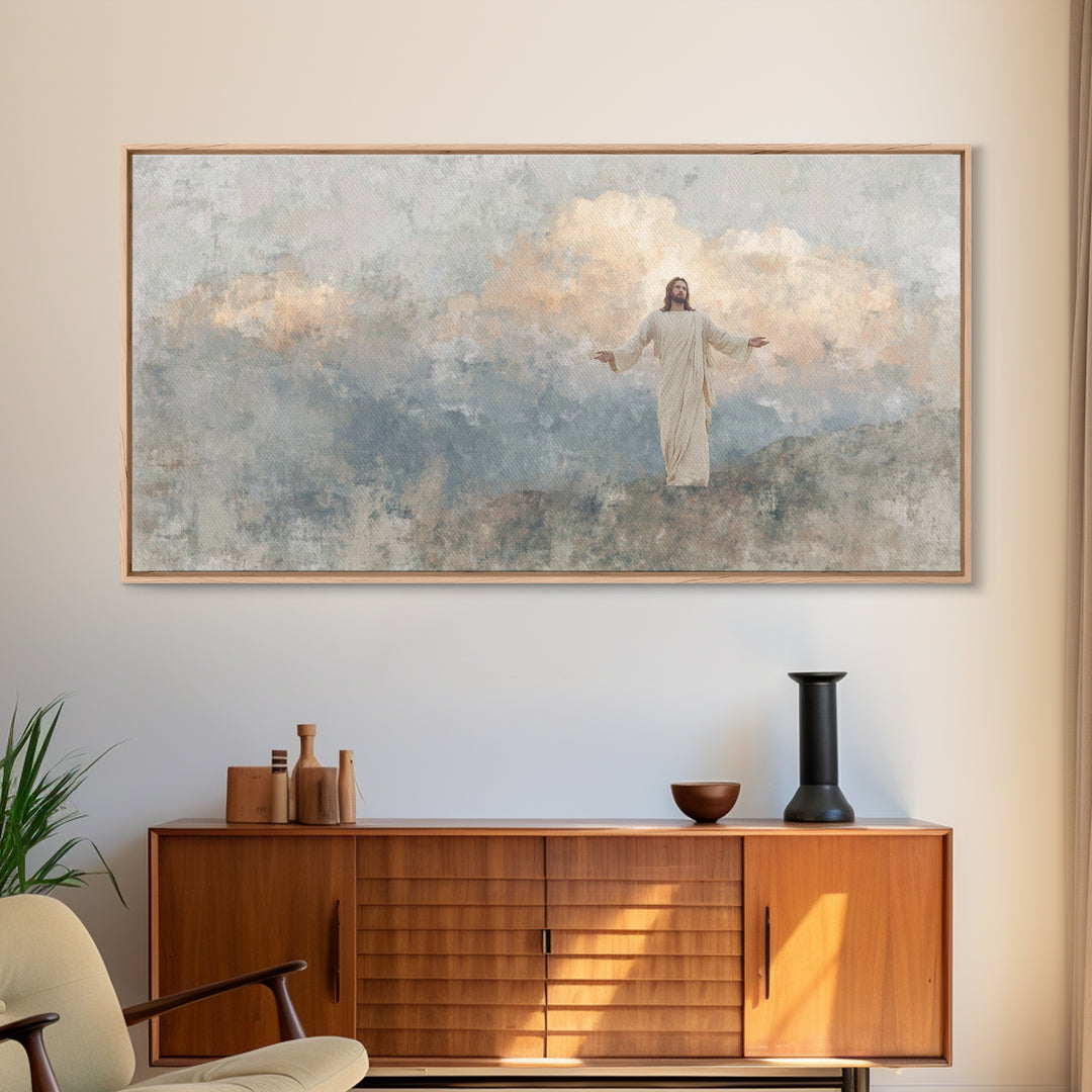 Grace On High Peaks – Framed Canvas Print – Christian Art Canvas – Jesus Wall Art – Christmas Art – Christian Decor For Home – Unique Chris