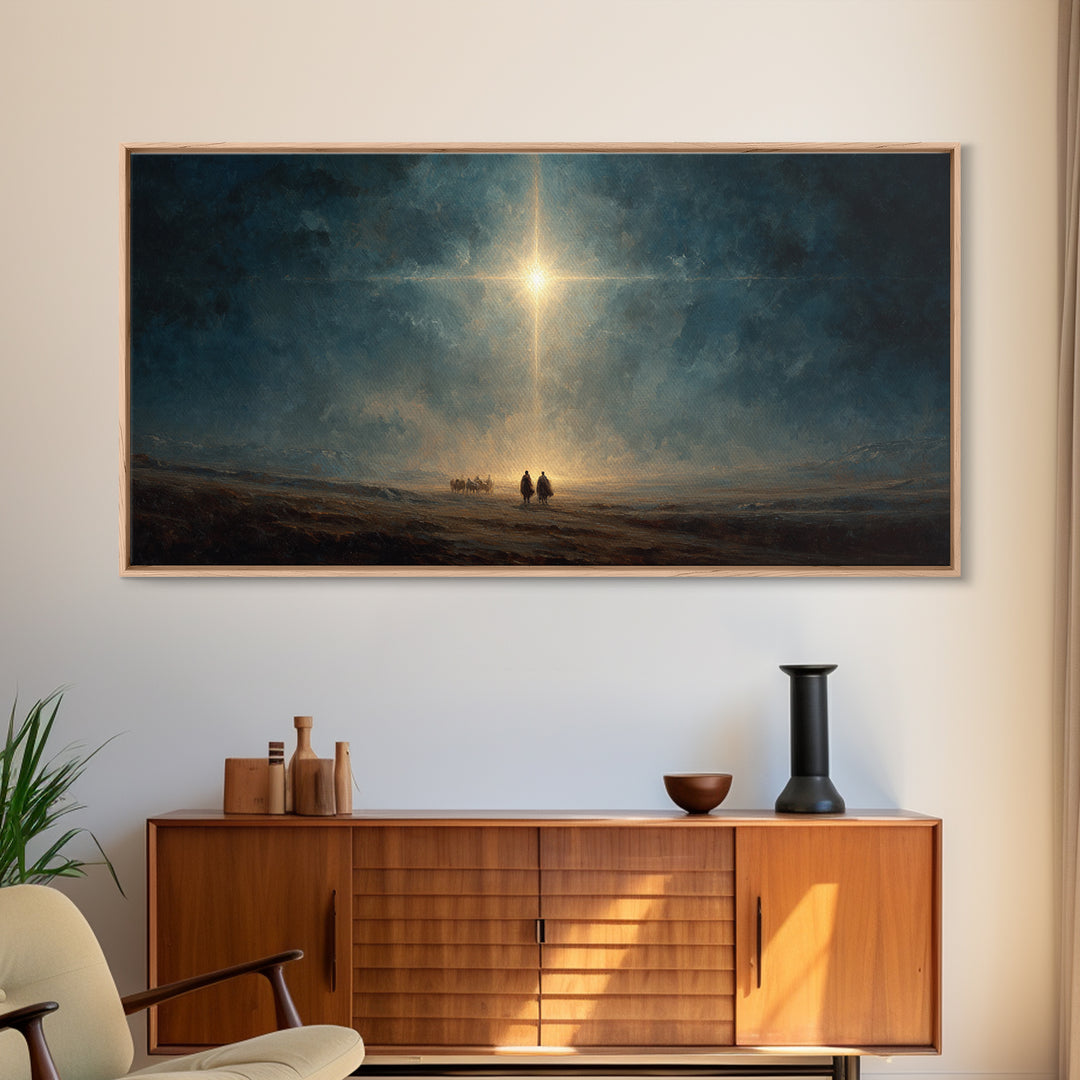 Night Of Glory – Framed Canvas Print – Christian Christmas Art – Christian Wall Art – Christian Art Canvas – Moody Christmas Art – Jesus Pa
