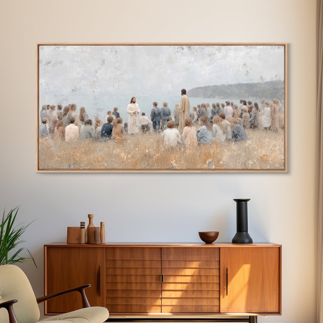 Shore Of Promise – Framed Canvas Print – Jesus Painting – Christian Wall Art – Christian Art Canvas – Minimalist Christian Art – Christian