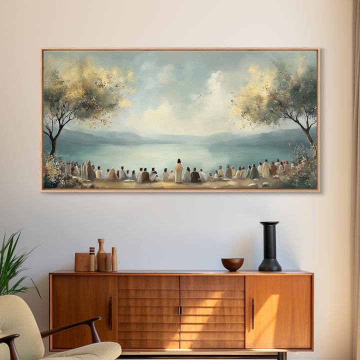 Peaceful Gathering – Framed Canvas Print – Christian Art Canvas – Christian Wall Art – Jesus Painting – Christian Art Print – Christian Chr