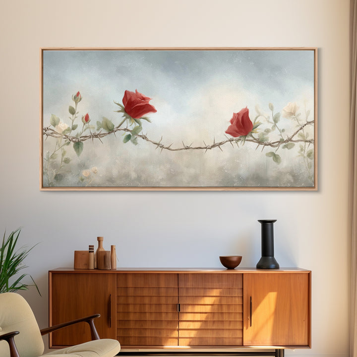 Roses Of Mercy | Framed Canvas Print | Christian Wall Art | Christian Art Canvas | Subtle Christian Art | Modern Christian Art | Christian