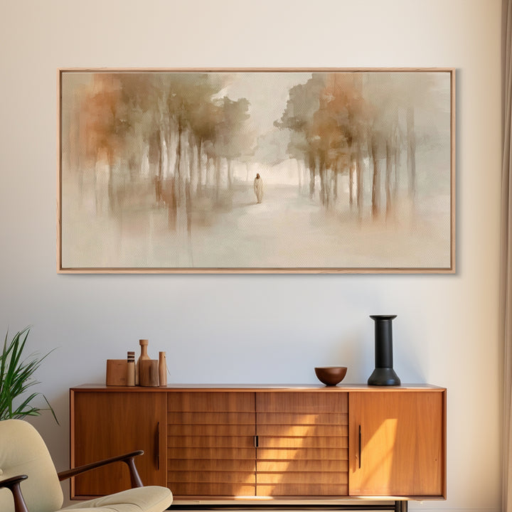 Quiet Footsteps – Framed Canvas Print – Christian Art Print – Christian Wall Art – Minimalist Christian Art – Jesus Painting – Christian Ar