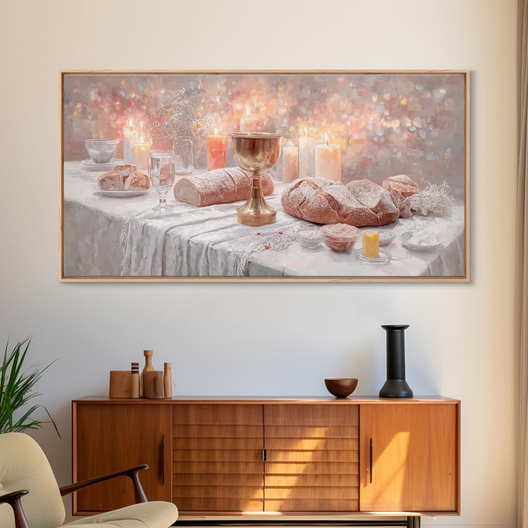 Table Of Grace, Framed Canvas Print, Christian Art Canvas, Christian Wall Art, Christian Painting, Christmas Wall Art, Christian Decor For