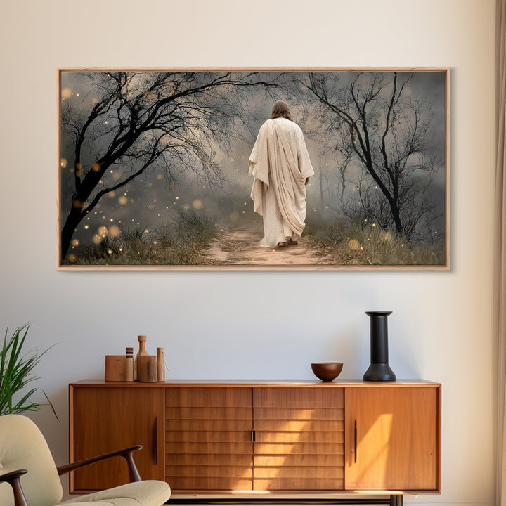 The Misty Path - Framed Canvas Print - Christian Wall Art - Christian Art Canvas - Jesus Painting - Christian Christmas Art