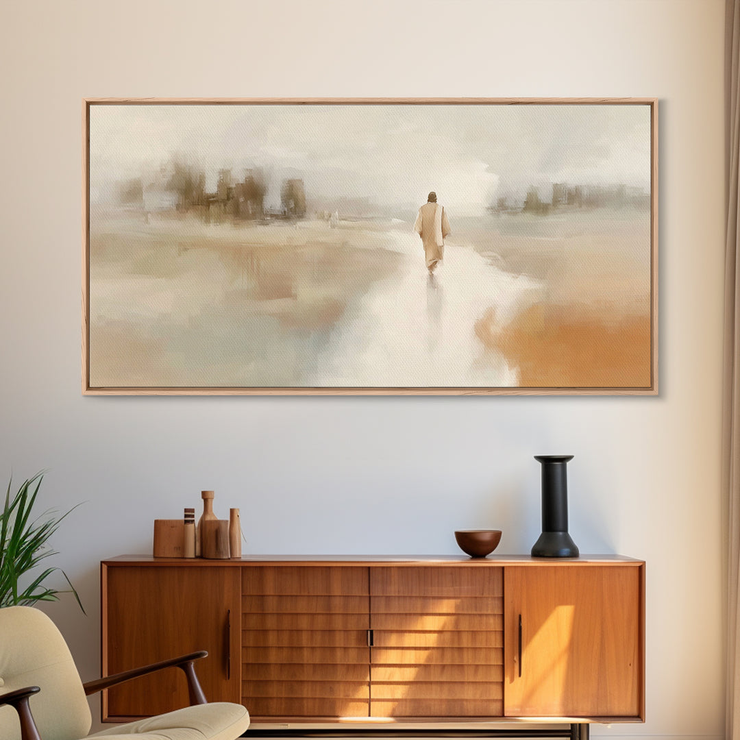 Silent Dawn Journey – Framed Canvas Print – Christian Art Canvas – Christian Wall Art – Jesus Painting – Christian Gift