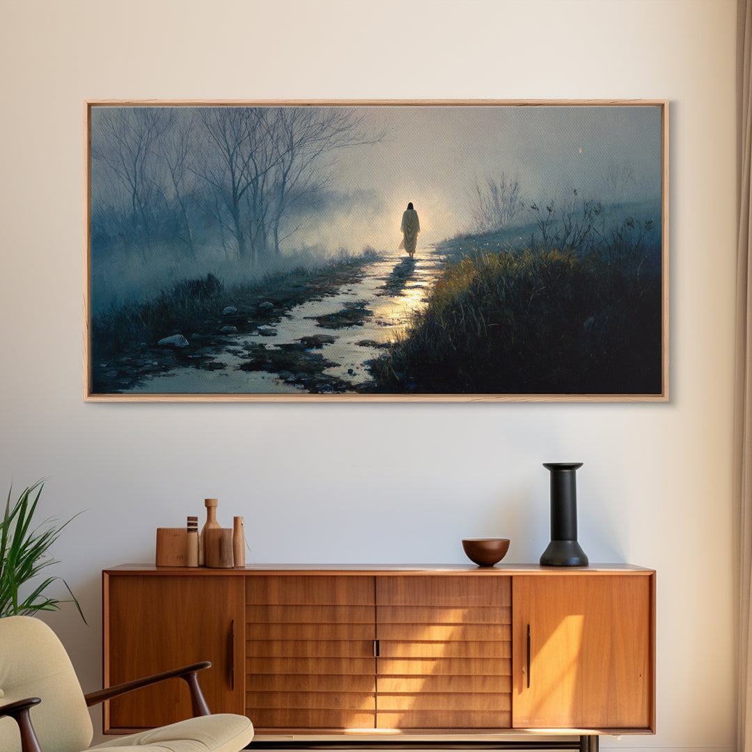 Winter’s Gentle Way, Framed Canvas Print, Christian Art Canvas, Christian Wall Art, Jesus Painting, Christian Art Gift